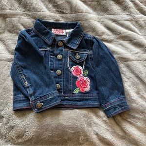 Young Hearts denim jean jacket with embroidered flowers size 18m